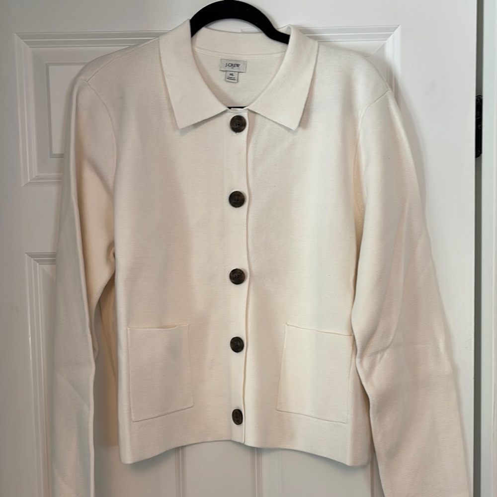 J. Crew Ivory Button-Up Sweater